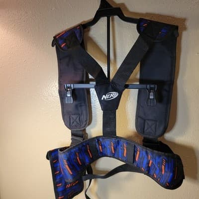 Nerf Elite Tactical Harness Vest 2017 Blue Orange Black Adjustable Gear Strap - Thumbnail 6