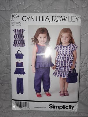 Simplicity 1624 Pattern Dress Top Pants Purse Toddler 1/2 - 4 CYNTHIA ROWLEY - Image 1