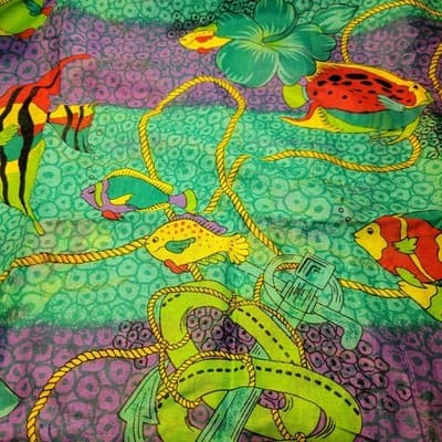 Tropical Fish Print Sarong Wrap Scarf Bright Beach Cover-Up 71"x45.5" - Thumbnail 3