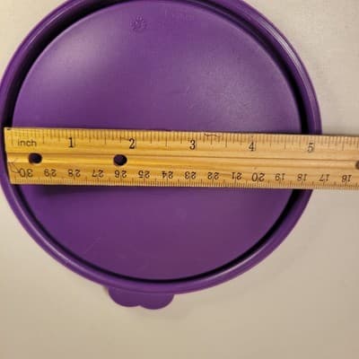 TUPPERWARE Replacement Lid 6793A-1 Purple Round Plastic Snap On 5in Vintage - Thumbnail 5