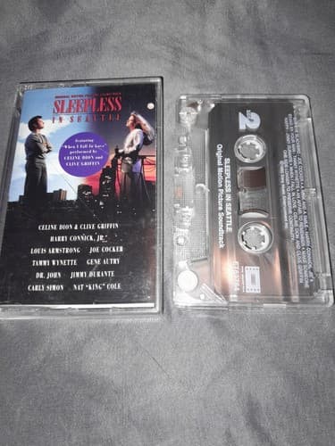 Sleepless in Seattle & More Songs for Sleepless Nights 2 Cassette Lot 1993 Epic - Thumbnail 4