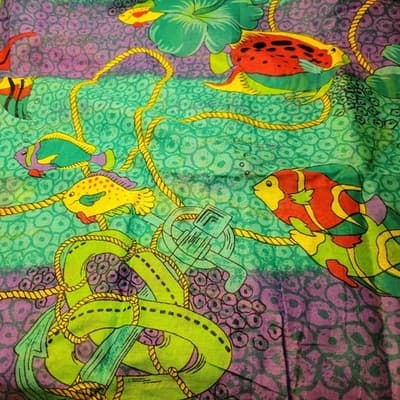 Tropical Fish Print Sarong Wrap Scarf Bright Beach Cover-Up 71"x45.5" - Thumbnail 2