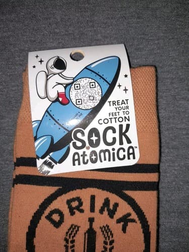 NWT Sock Atomica Golden Yellow Unisex Adult DRINK LOCAL One Size Non-stinky - Thumbnail 2