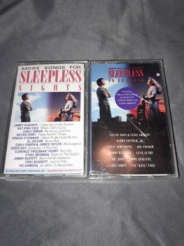 Sleepless in Seattle & More Songs for Sleepless Nights 2 Cassette Lot 1993 Epic - Thumbnail 2