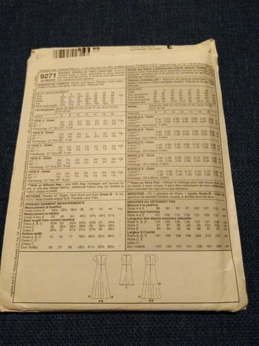 McCalls 9271 Empire Waist Dress 2 Lengths w Ruffled V-Neck Sz 10 12 14 Pattern - Thumbnail 2