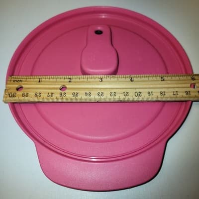 TUPPERWARE Round Replacement Lid Pink Vented 7372A-6 Snap On Plastic 6in - Thumbnail 5