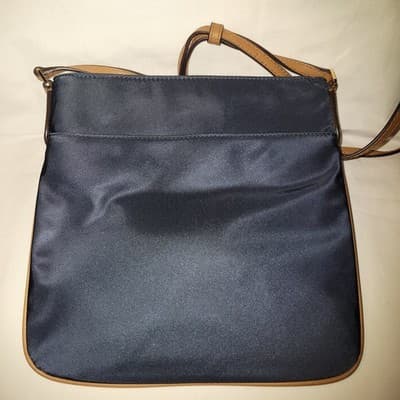 Michael Kors Navy Blue Nylon Crossbody Bag Tan Leather Trim 10"x10" W/ Dust Bag - Thumbnail 5