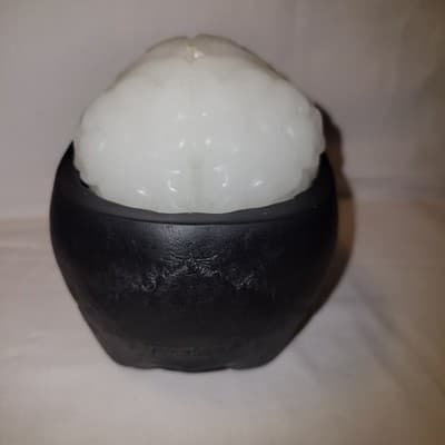 Gavia Skull Candle Holder with Brain Candle Set Black Ceramic + Brain Candles - Thumbnail 5