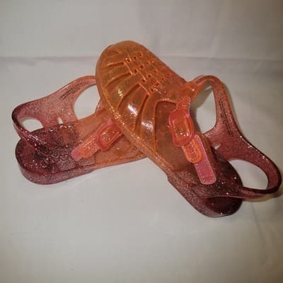 Cat & Jack's Girls Glitter Jelly Sandals Orange Pink Butterfly Shoes - Thumbnail 8