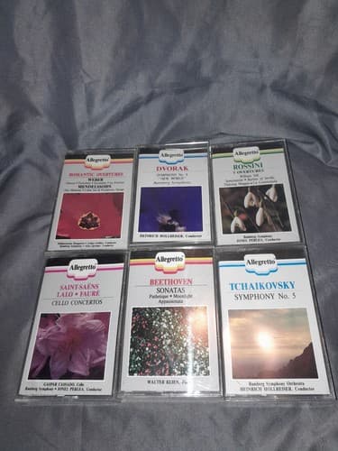 VTG Allegretto Music Masters Cassette Tapes Lot of 6 - Beethoven Rossini Dvorak - Thumbnail 2