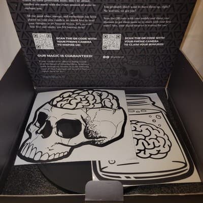 Gavia Skull Candle Holder with Brain Candle Set Black Ceramic + Brain Candles - Thumbnail 9