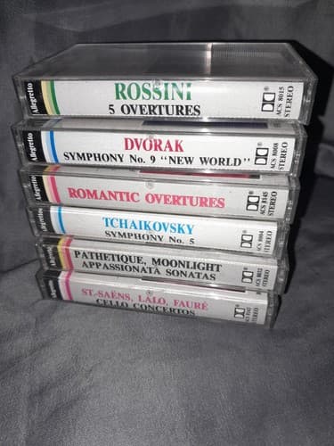 VTG Allegretto Music Masters Cassette Tapes Lot of 6 - Beethoven Rossini Dvorak - Image 1