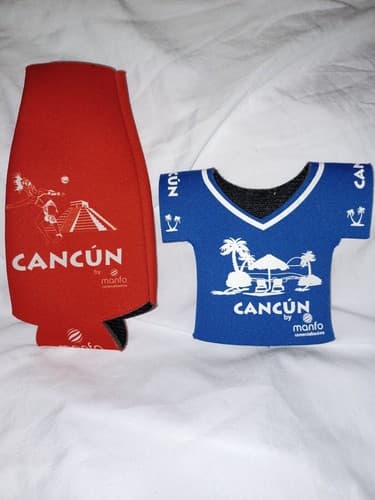Cancun Manfo Beer Bottle Koozy Koozie Zipper & shirt style - Image 1