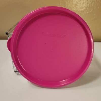 TUPPERWARE Replacement Lid 5227A-4 Pink Round Plastic Snap On 4in Vintage - Image 1