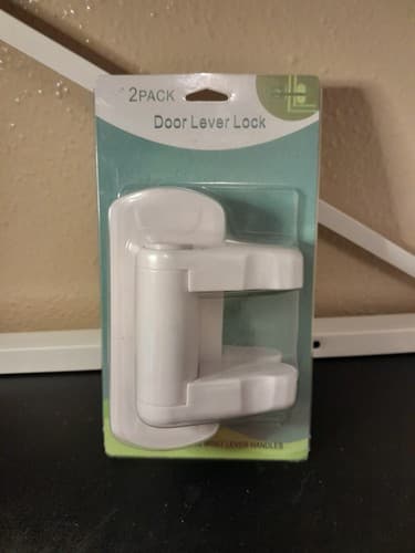 Durable Door Lever Lock (2 Pack White) Child Proof Doors and Handles Tools Free - Thumbnail 3