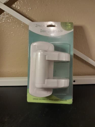 Durable Door Lever Lock (2 Pack White) Child Proof Doors and Handles Tools Free - Thumbnail 2