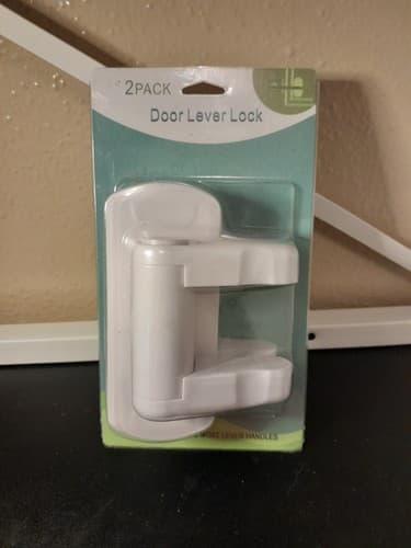 Durable Door Lever Lock (2 Pack White) Child Proof Doors and Handles Tools Free - Image 1