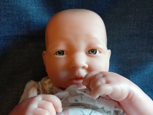 Newborn Vinyl Baby Doll Curled Up 22-07 Lifelike Blue Gray Eyes Berenguer 14" - Thumbnail 4