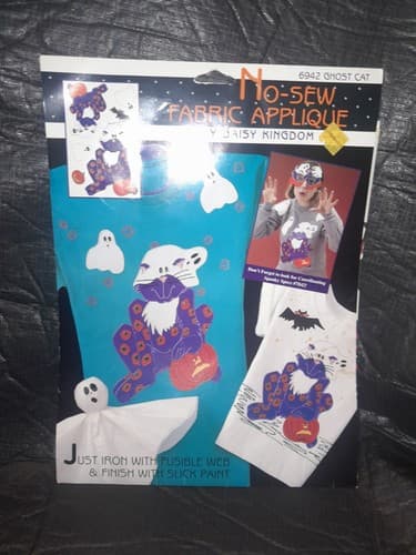 Daisy Kingdom No-Sew Fabric Applique Ghost Cat Halloween - Thumbnail 2