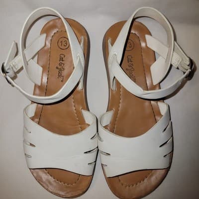 Cat & Jack White Ankle Strap Sandals Kids Size 13 Girl Summer Shoes - Thumbnail 3