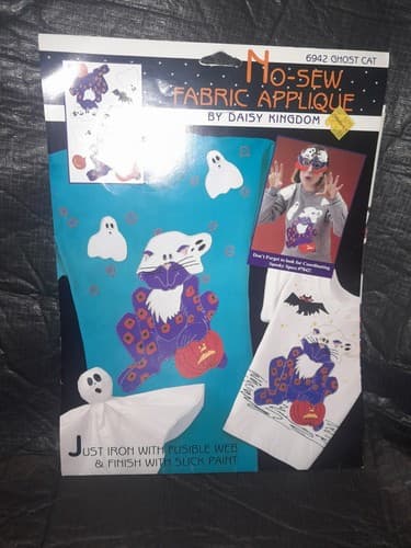 Daisy Kingdom No-Sew Fabric Applique Ghost Cat Halloween - Thumbnail 3