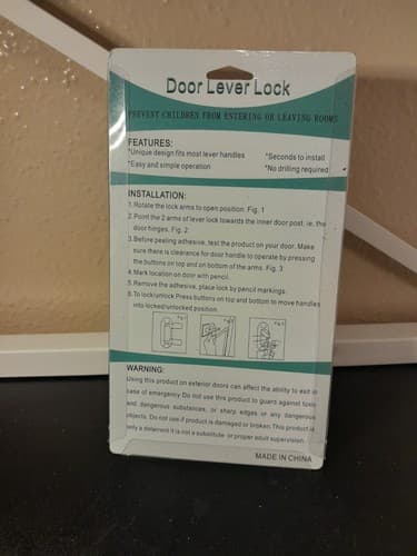 Durable Door Lever Lock (2 Pack White) Child Proof Doors and Handles Tools Free - Thumbnail 5