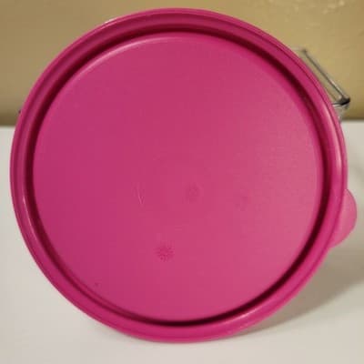 TUPPERWARE Replacement Lid 5227A-4 Pink Round Plastic Snap On 4in Vintage - Thumbnail 3
