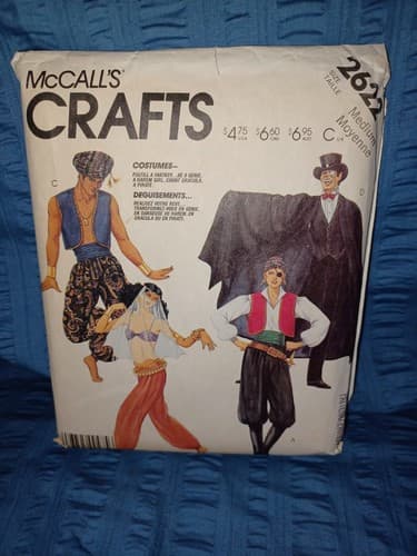 McCALLS 2622 COSTUMES: CAPE GENIE Belly Dancer Unisex Size Adult Medium M New UC - Image 1