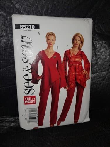 Butterick See & Sew B5270 5270 Size 8- 14 Sewing Pattern Easy Tunic Pant V-Neck - Image 1