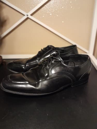 Stacy Adams Men's Black Leather Oxford Size 12 W Square Toe Lace-up Broken In - Thumbnail 4