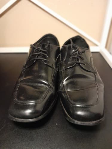 Stacy Adams Men's Black Leather Oxford Size 12 W Square Toe Lace-up Broken In - Thumbnail 2