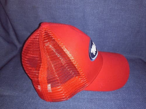 Motor Co Red Trucker Snapback Mesh Back Hat Cap - Thumbnail 4