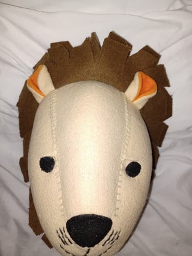 LION Head Wall Mount 3D Stuffed ZOO Room Décor PILLOWFORT Plush - Thumbnail 5