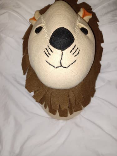 LION Head Wall Mount 3D Stuffed ZOO Room Décor PILLOWFORT Plush - Thumbnail 4