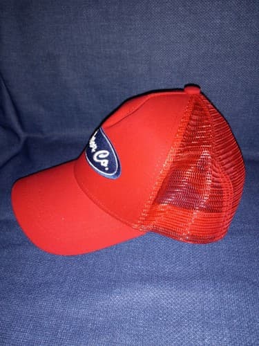 Motor Co Red Trucker Snapback Mesh Back Hat Cap - Thumbnail 2