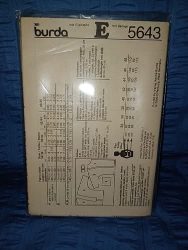 BURDA 5643 Sewing Pattern LADIES JACKET 8 10 12 14 16 18 20 40 UNCUT - Thumbnail 3