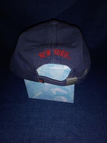 New York Yankees Baseball Cap Silver Metal Logo Blue Hat Vintage - Thumbnail 5