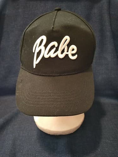 Embroidered Baseball Hat Cap Unisex Black & White cotton adjustable Strap - Image 1