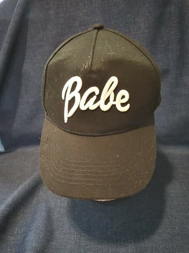 Embroidered Baseball Hat Cap Unisex Black & White cotton adjustable Strap - Thumbnail 6