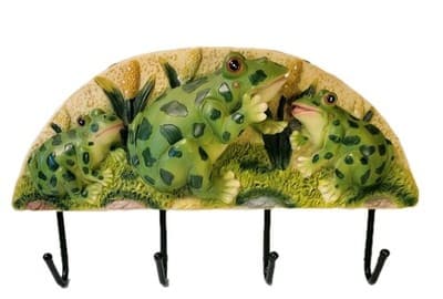 Vintage Frog Wall Hooks Cottagecore Decor Resin 4 Hook Whimsical Garden Entryway - Image 1