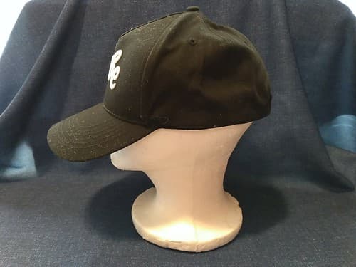 Embroidered Baseball Hat Cap Unisex Black & White cotton adjustable Strap - Thumbnail 3