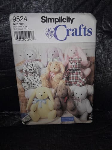 Simplicity 9524 By Elaine Heigl 2 Pattern 14" Bunny Rabbit & Teddy Bear OOP UC - Image 1