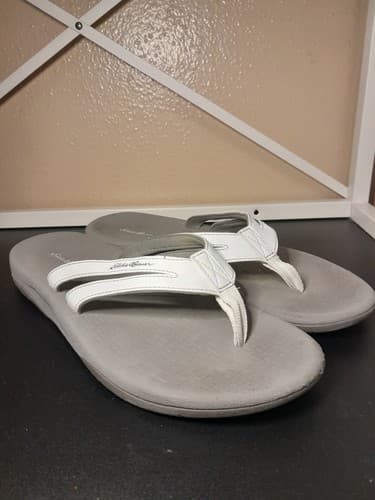 Eddie Bauer Sandals Women's Casual Slip On Thong Flip Flops White Open Toe - Thumbnail 2