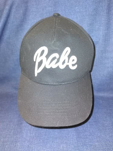 Embroidered Baseball Hat Cap Unisex Black & White cotton adjustable Strap - Thumbnail 2