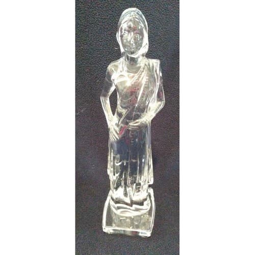 9 1/2" Indian Woman Crystal Clear Glass Figurine India Statue Beautiful RARE - Image 1