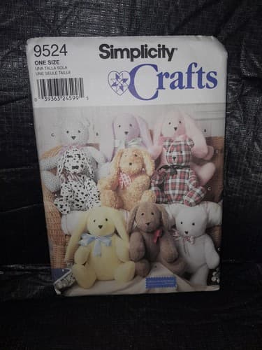 Simplicity 9524 By Elaine Heigl 2 Pattern 14" Bunny Rabbit & Teddy Bear OOP UC - Thumbnail 2