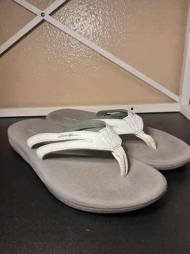 Eddie Bauer Sandals Women's Casual Slip On Thong Flip Flops White Open Toe - Thumbnail 3