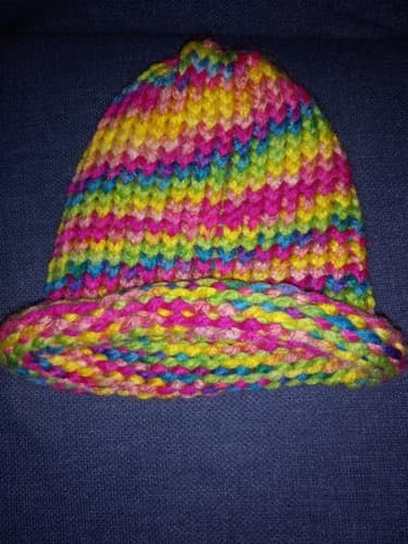 Pink & Blue RAINBOW Knit Sweater Cap Beanie Hat Child Size Tie Dye Look - Thumbnail 2