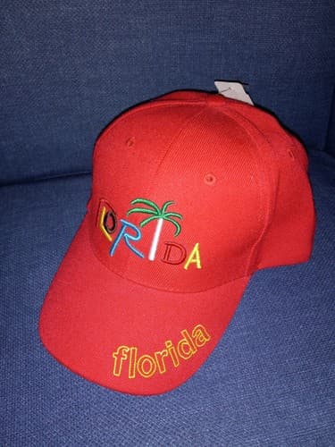 Florida Hat Cap Red Adult New Strapback Embroidered Florida Beautiful Adjustable - Image 1