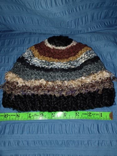 MUDD Women's MULTI-COLOR STRIPE Winter HAT Brown Multi Yarn Stripes Beanie Cap - Image 1
